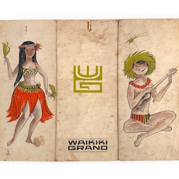 Waikiki Grand Hotel Hawaii 1963 Opening Menu Cocktail Japanese Vintage 60s Tiki